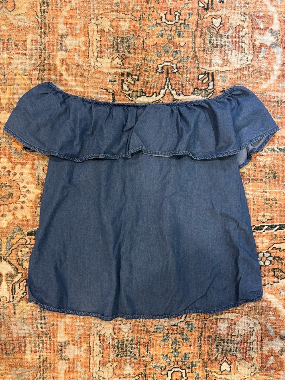Altar'd State Off-Shoulder Ruffle Denim Top-M - Picture 5 of 7